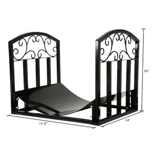 Black Powder Coated Metal <b>Firewood</b> Racks Indoor Outdoor <b>Log</b> Holder and Storage Accessories <b>for</b> Fireplace Sets & Accessories - Product Image 3