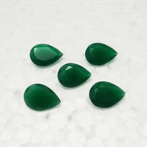Certified Finest Quality Bulk Selling Natural 5x7mm Natural Green Onyx Faceted Pear Cut Wholesale Loose Gemstone