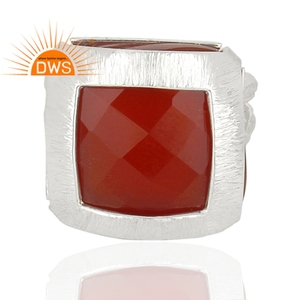 Indio esterlina sólida bien de diseñador de plata de las mujeres anillo de la joyería al por mayor venta al por mayor nueva llegada de ónix rojo anillo de piedras preciosas fabricante - Product Image 2