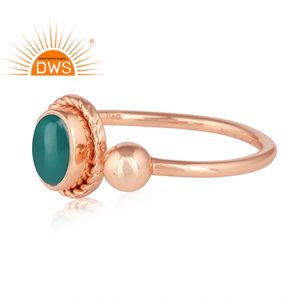 Best Selling 925 Sterling Silver 18K Rose Gold Plated Natural <b>Green</b> Onyx Gemstone Stackable Ring Demi Fine Jewelry Manufacturer - Product Image 2