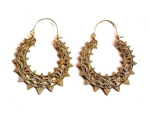 Pendiente de Mandala, Color dorado, étnico, de latón - Product Image 1