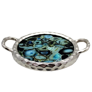 ถาดใส่อาหารสุดหรูทำด้วยมือถาดอลูมิเนียมเคลือบด้วยนิกเกิลแบบหยาบและกระจกแบบโบราณสำหรับเสิร์ฟอาหารตกแต่งถาดเสิร์ฟอาหาร - Product Image 1