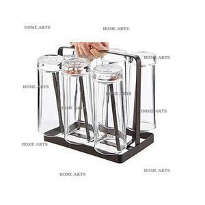 Support en verre et fer au design tendance avec un porte-gobelet en verre de couleur noire de la plus haute qualité à un prix abordable - Product Image 1