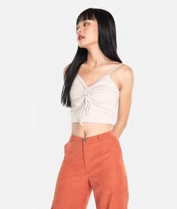 เสื้อเบลาส์ทันสมัยของผู้หญิง,เสื้อแบบเชือกรูดดีไซน์เสื้อตัดแฟชั่นผ้าลื่นถักผลิตในเวียดนาม - Product Image 4