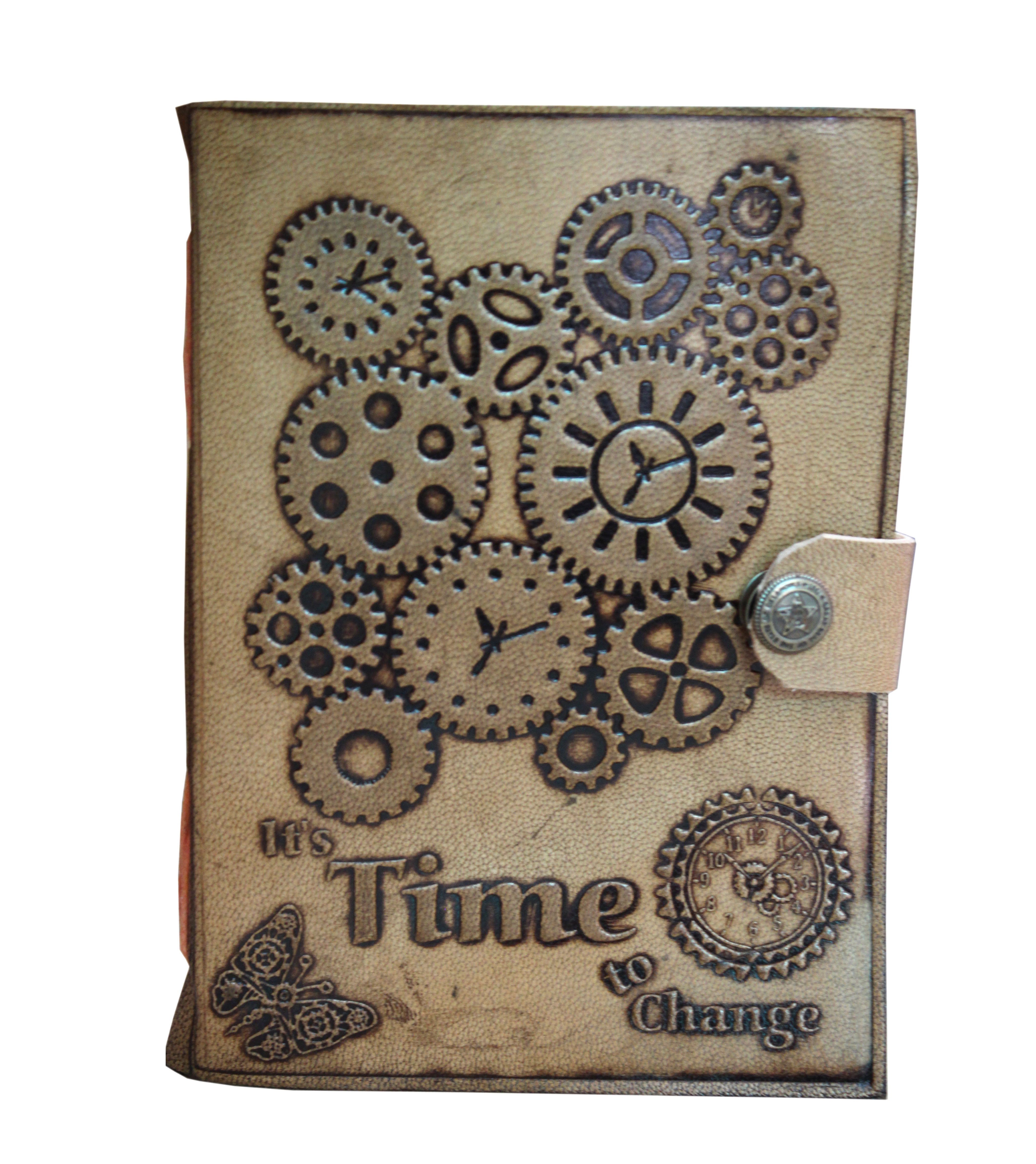 Кожаный журнал, коричневый цвет, настоящий сообщение, время переключения слов, рельефный дневник, дизайнерская печать, привлекательный дневник с защелкой