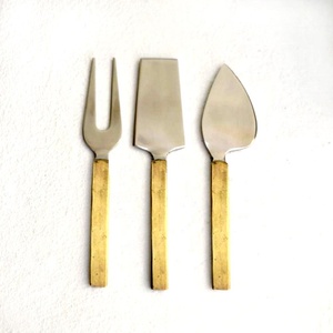 Juego de queso de hoja plateada Juego de herramientas esparcidoras de queso único con mango rectangular Juego de queso de acero inoxidable - Product Image 2