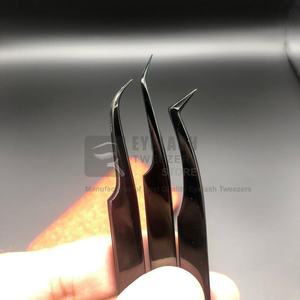 Pince à cils personnalisée avec toutes les extensions de cils au plasma noir marque privée matériau en acier inoxydable testé à la main durable - Product Image 2