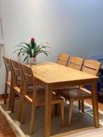 Meilleur Qualité Ensemble Table et Chaises de Salle à Manger pour Café, Design Pieds Métal Bois Massif, 6 Places pour Mobilier Maison