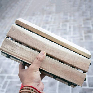 Azulejos de cubierta de madera de acacia sólida de Color personalizado marrón entrelazado de diseño moderno 300x300x24mm suelo antiarañazos a prueba de agua para - Product Image 3