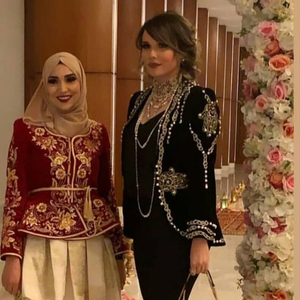 RED & <b>BLACK</b> VELVET JACKET WITH <b>PANT</b> & EMBELLISH of HEAVY <b>WORK</b> DABKA,CRYSTAL BEADS,GLASS STONE for PARTY WEAR/WEDDING @ 2022 - Product Image 1