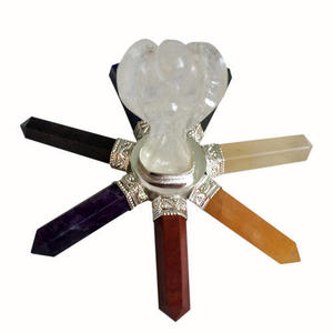 Crayon en cristal de quartz 7-chakra de meilleure qualité avec générateur d'énergie d'angle en gros d'AAMEENA AGATE - Product Image 1