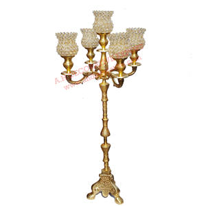 Candelabros hechos a mano de Metal antiguo de lujo con logotipo personalizable de forma cuadrada chapada en oro para decoraciones de eventos de boda - Product Image 2