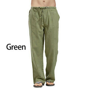Straight Cotton Linen <b>Trousers</b> Beach Pants for Men Custom Made with High Quality Material Custom Logos and Patches Available - Product Image 4