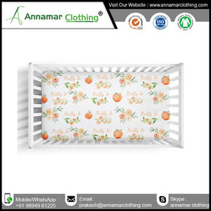 Nouvel arrivage de literie de bébé en mousseline de coton de couleur unie, drap-housse de lit de berceau imperméable de l'inde - Product Image 3