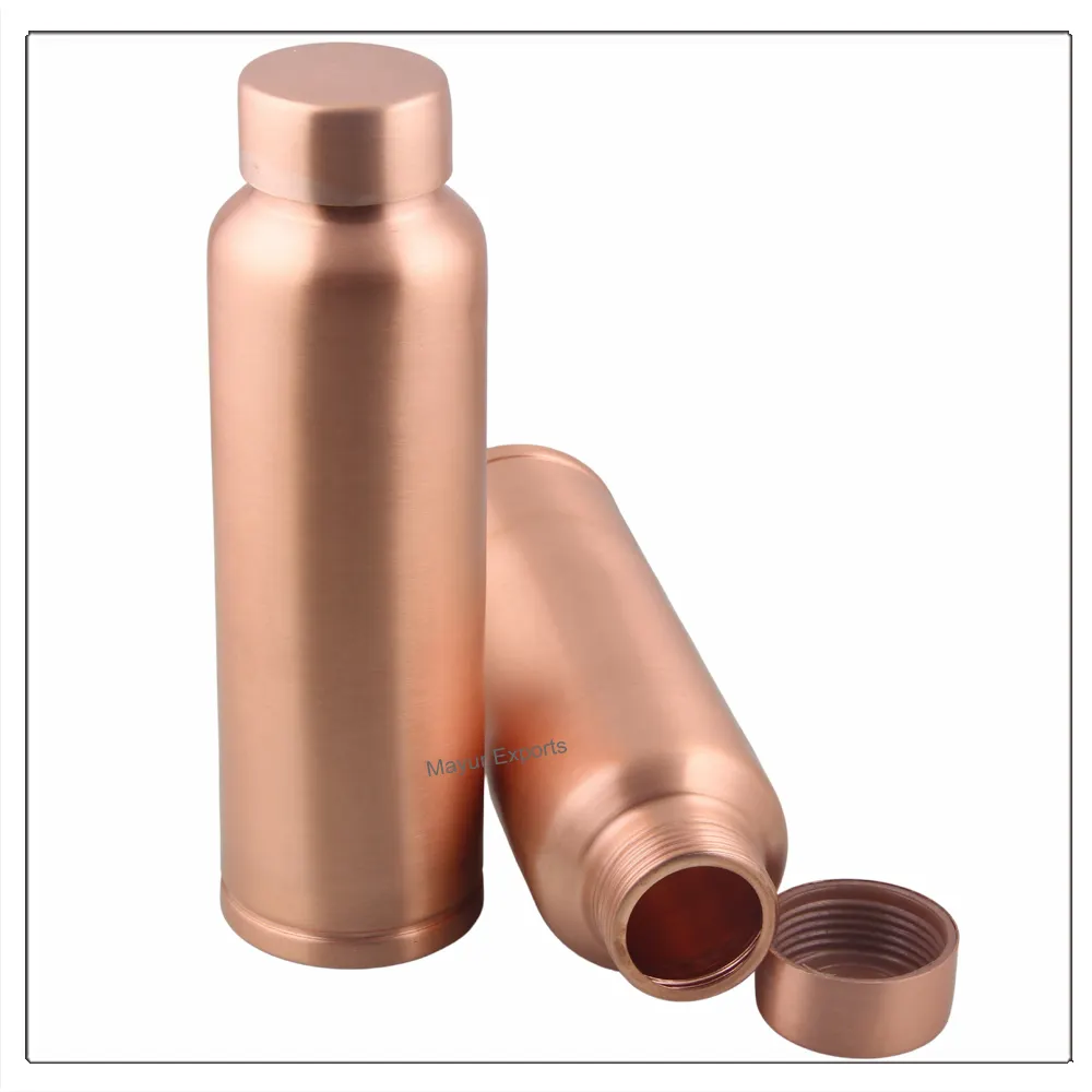 Ayurveda Pure Copper Water Bottle - Plain design with lid