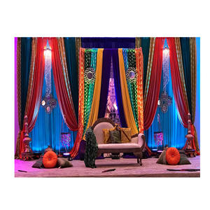Stunning Wedding Sangeet Ceremony Colorful Drapes Glossy Indian Wedding Backdrop Curtains Indian Wedding <b>Mehndi</b> Function Drapes - Product Image 1