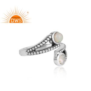 Bague en argent spéciale 925, fabrication de bijoux, pierre de lune arc-en-ciel et opale éthiopienne - Product Image 3