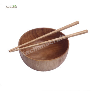 Cuenco redondo de madera gruesa Natural, cuenco de madera para arroz, sopa, masa, comida, fruta, ensalada, cuencos para servir - Product Image 4