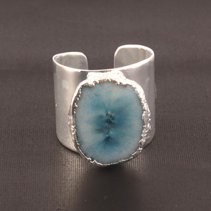 Non Tarnish Natural Solar Quartz <b>Ring</b> Brass <b>Silver</b> Plated Electroplating <b>Ring</b> Latest Design Open Finger <b>Adjustable</b> Handmade <b>Ring</b> - Product Image 4