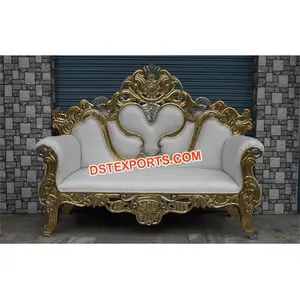 Koninklijke Koning Bruiloft Bank Liefde Zits Elegante Look Bruiloft Liefde Zits Bank Indiase Bruiloft Decor Goud Zilver Sofa