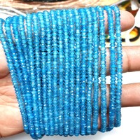 ALIFINTERNATIONAL Perles d'apatite bleue naturelle 4 mm, taillées en facettes, pierres de cristal en vrac de Russie pour la fabrication de bijoux