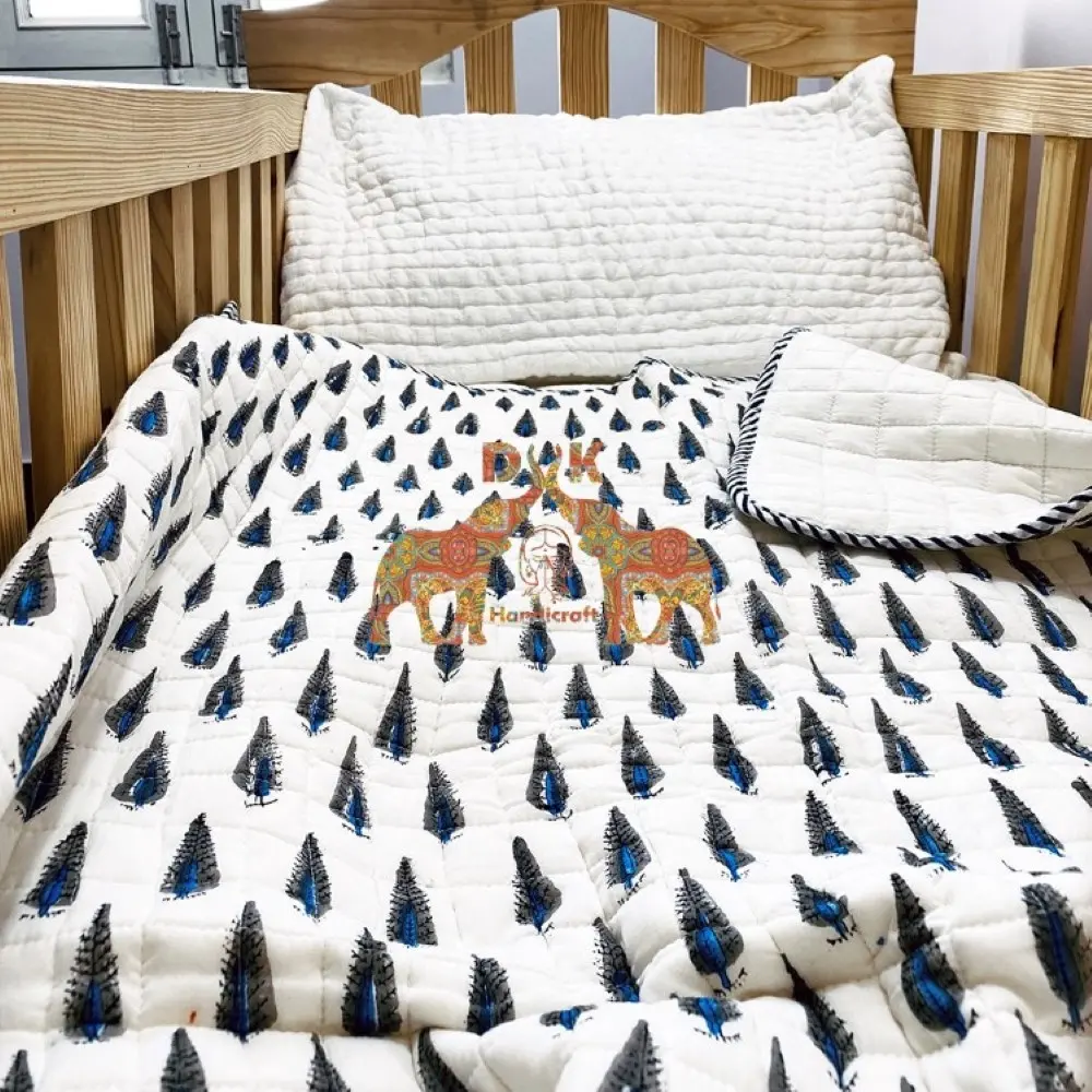 Hand Block Print Baby Quilt Natürliche hand gefärbte Bettdecken 100% Baumwolle Indische Baby decke