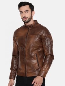 Elegante chaqueta de cuero para hombre [estilo cremallera chaqueta de cuero sólido negro estilo pegado al hombro] por EVERGLOW - Product Image 3