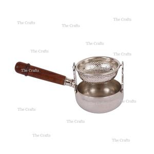 Passoire à thé en métal écologique couleur argent avec manche en bois, tailles/formes personnalisées, option logo sur mesure, haute qualité - Product Image 2