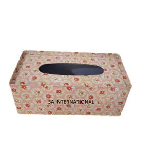 Venda quente Talheres Handmade Tin Tissue Paper Box Handmade Decorativo Impresso Tecido Retangular Caixa Restaurante Uso