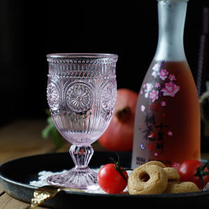 Calice di vetro impresso vetro di vino d'annata colorato della tazza di vetro della decorazione di cerimonia nuziale del partito - Product Image 4