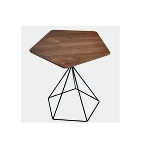 Latest Design Coffee Side Table Wooden Top with Black Iron Stand Solid Mango Wood Handmade Side Table Use For Home