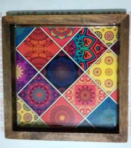 Adhesivo Decorativo Cuadrado Personalizado Ecológico y Colorido con Bandeja de Madera Esmaltada, Patrón Abstracto, Duradero para Uso Doméstico - Product Image 6