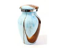 Petite urne en métal bleu avec conception de feu de crémation gravée pour cendres humaines ou animales Matériel en laiton Fournitures funéraires Décoration
