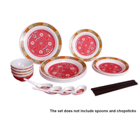 OEM Nouveau Service de Table en Mélamine 12 Pièces, Articles Ménagers Économiques avec Technique de Glaçage pour Usage Quotidien, Comprend Assiettes Plates et Bols