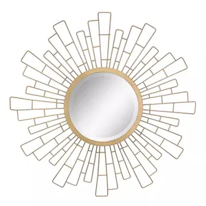 Espejo de decoración de pared con forma de Sol para sala de estar y dormitorio, marcos de Metal de alta calidad, espejo de pared contemporáneo para Navidad