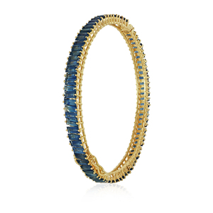 Bracelet ovale en saphir bleu naturel 14k, fait à la main, Baguette, pierre précieuse, en or jaune, vente en gros - Product Image 3