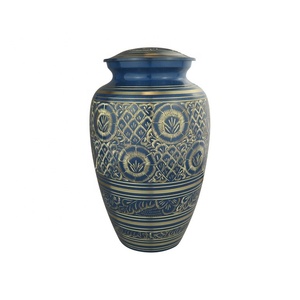 Blue Gold Decorative Cremation Urn with Intricate Patterns for Adult Use - Product Image 1