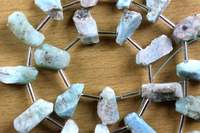 Larimar naturel brut non traité, 21 pièces, bleu, impressionnant, forme irrégulière, effet étoilé, pour la création de bijoux faits main