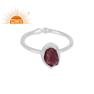 Trendy Rough Tourmaline <b>Indian</b> Gemstone <b>Ring</b> Fine Silver 925 Bezel Setting Wedding & Party Women's Jewelry - Product Image 1
