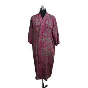 Indian Vintage Recycled Silk <b>Plus</b> <b>Size</b> Breathable Maxi Gown Women's Summer Ethnic Beach Wear Long Kimono Sleepwear <b>Swim</b> <b>Dress</b> - Product Image 1