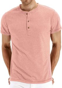 Camiseta de Algodón para Hombre, Corte Ajustado, Cuello Redondo, Manga Corta, Color Sólido, Dorado y Blanco, Informal, Tejido de Punto, Transpirable - Product Image 4