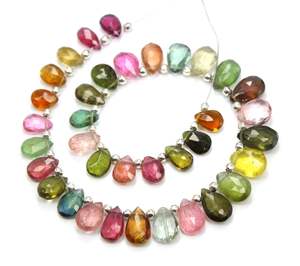 ลูกปัดอัญมณีรูปลูกแพร์ทัวร์มาลีนธรรมชาติหลายขนาด8นิ้วหินเหลี่ยมหลวมสำหรับทำเครื่องประดับและสร้อยข้อมือ - Product Image 4