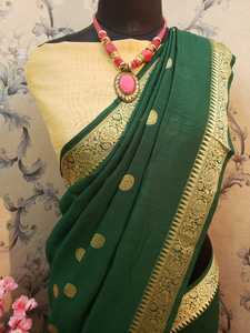 Look le plus attrayant Vichitra soie Saree avec chemisier pièce femmes indiennes portent Sari pas cher bas prix en gros Surat ethnique - Product Image 6