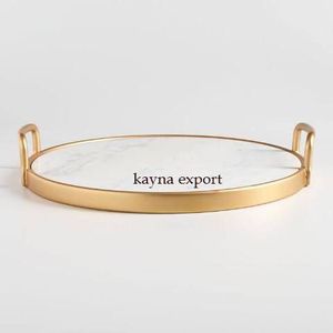 Modern Metal Fancy Decorative Marble Base Tray - Product Image 1