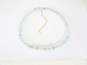 Collar de cristal de piedras preciosas en bruto de Aguamarina Natural, Plata de Ley 92,5, 22 "de largo, fabricación de joyería para mujer - Product Image 6