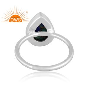 แหวนเงินแท้สเตอร์ลิงปี 2026 ประดับด้วยพลอยโมฮาวีคอปเปอร์อาซูไรต์มาลาไคต์ธรรมชาติ สำหรับผู้หญิง จากผู้ผลิตเครื่องประดับ - Product Image 5