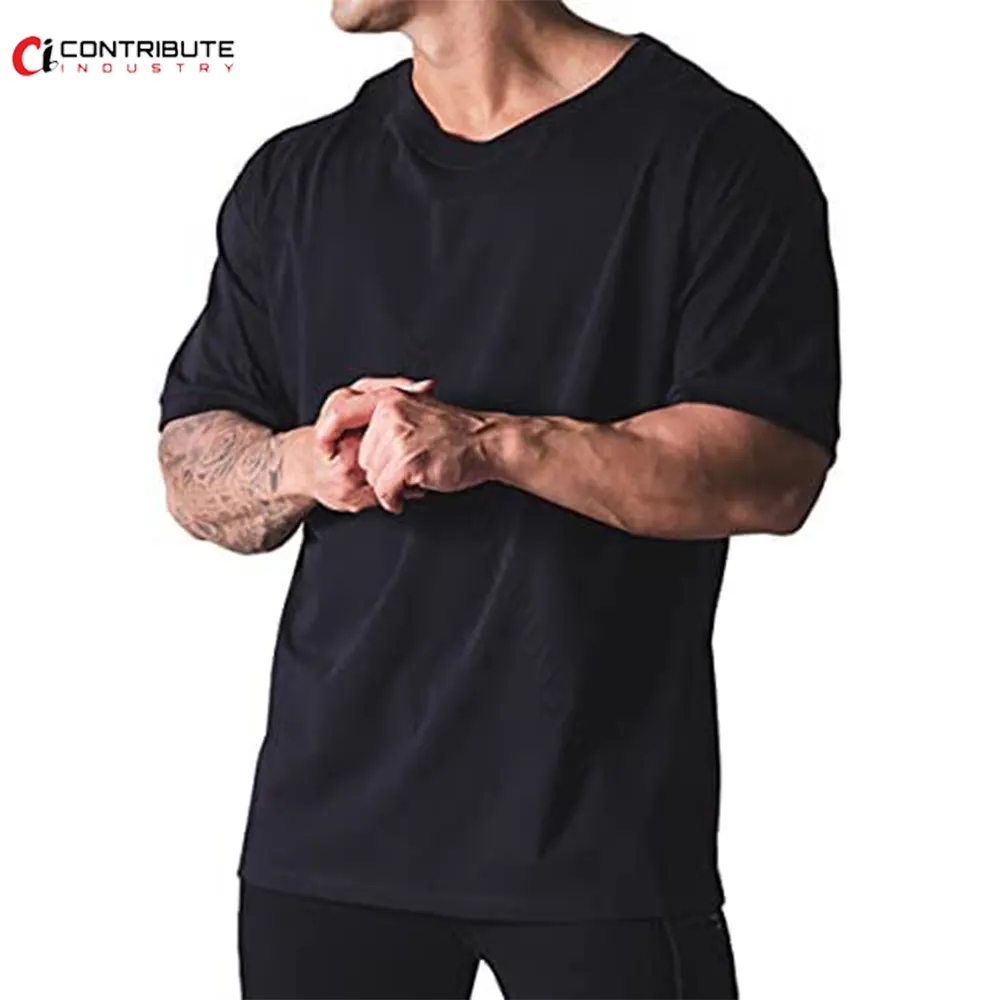 Mannen Gym Grote Maat Sport Shirt Casual Oversize T-shirt Mannen Mode Comfortabele Ademende Losse Gym T-shirts