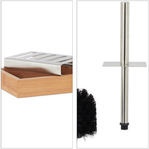 Bamboo Soap Dispenser <strong>and</strong> Dish <strong>Toilet</strong> <strong>Brush</strong> Toothbrush Holder Tray <strong>Bin</strong> 6-Piece <strong>Bathroom</strong> <strong>Set</strong> - Product Image 2