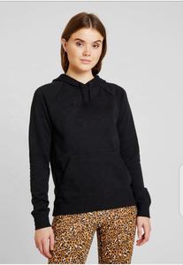 Sudadera con capucha personalizada para mujer, 100% algodón, color negro liso, venta al por mayor - Product Image 3