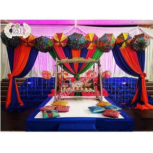 Décoration de scène de mariage Sangeet nocturne impériale, scène de mariage Sangeet nocturne fabuleuse, scène de mariage colorée, décoration de scène de Mehndi, Canada - Product Image 1